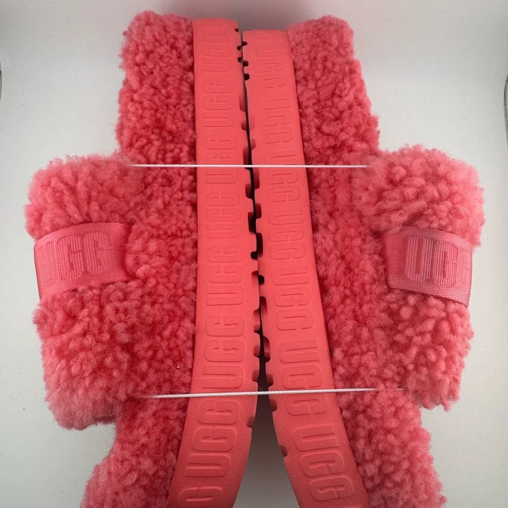 UGG Coral Pink Fluff Slides - Picture 3 of 7